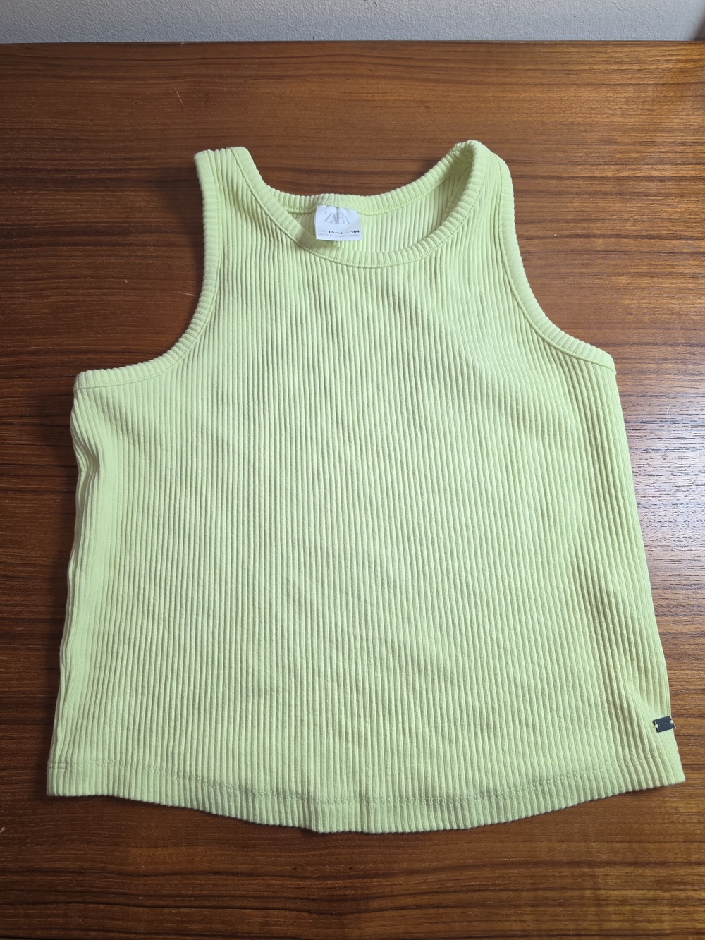Zara Girls Ribbed Tank Top — Light Lime